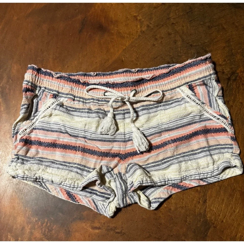 Jolt‎ Women's Medium Striped Casual Shorts Drawstring Waist Pockets